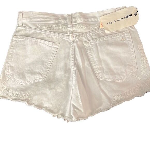 Rag & Bone Women's White Fringe Hem Floral Embroidery Justine Short Size 28 NWT - Picture 2 of 10